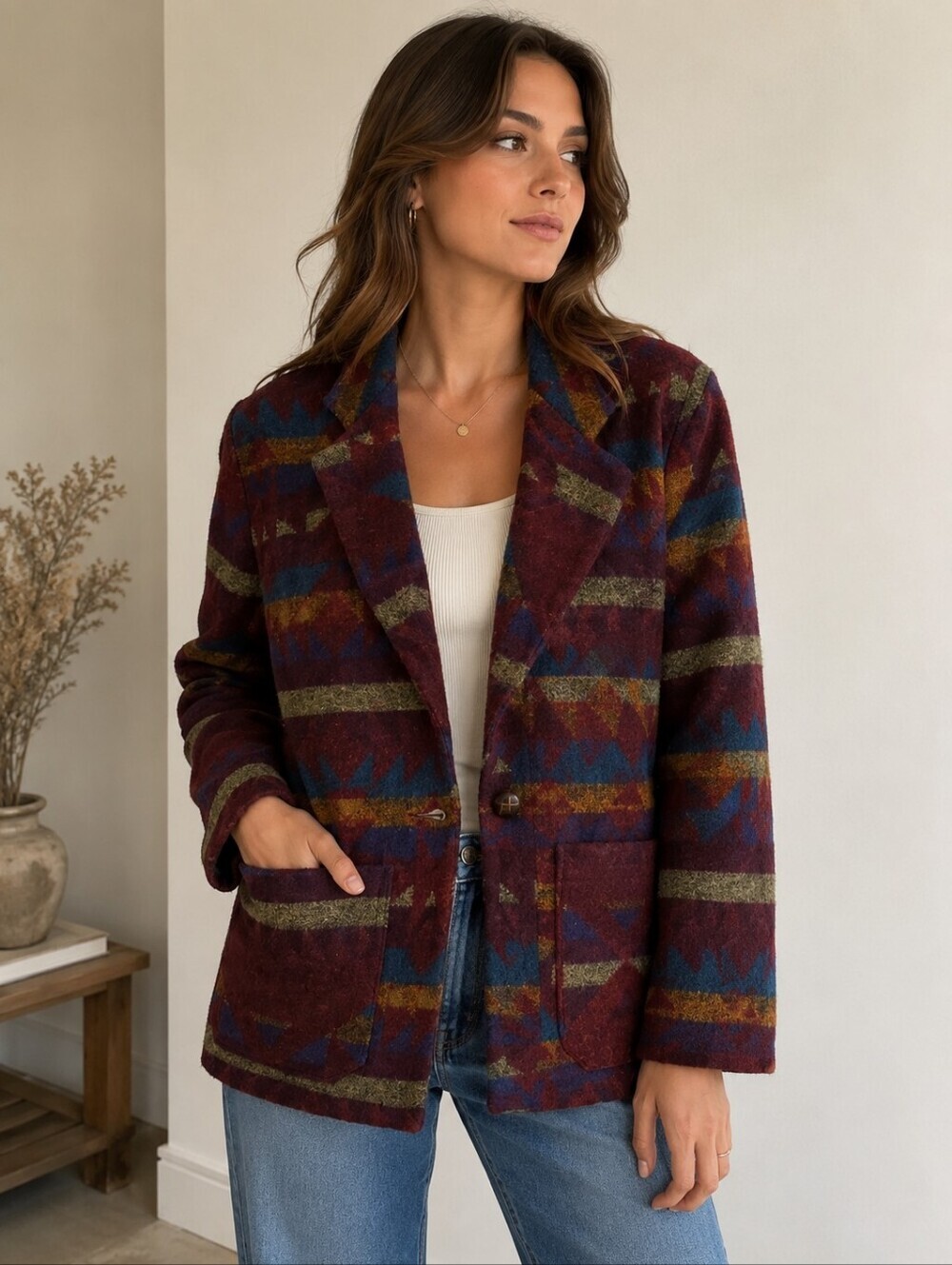 VINTAGE Geometric Patterned Women's Jacket